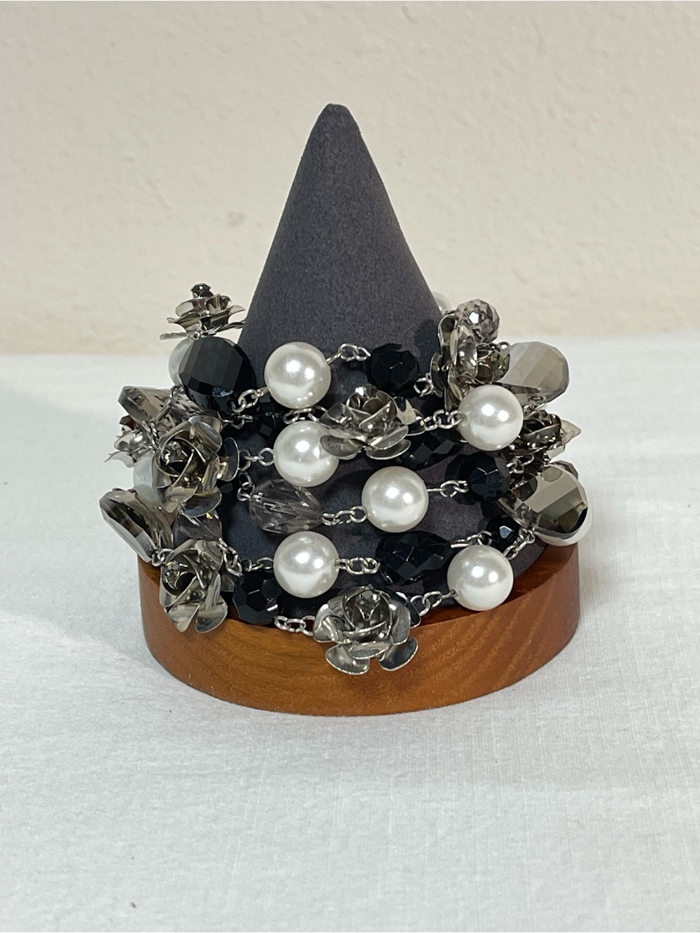 White House Black Market Multi-Strand Black, Silver & Pearl Women’s Bracelet